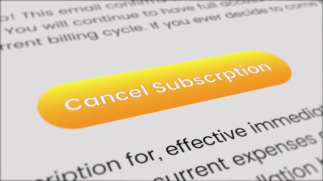 Mouse Cursor Clicking 'Cancel Subscription' button animation isolated on white background