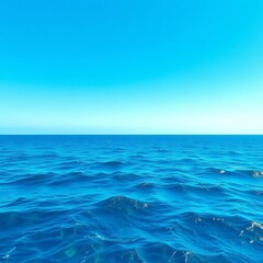 Fototapeta premium Vast blue ocean waves stretching to the horizon under a clear sky, expanse, tranquil