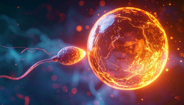 Sperm Fertilizing Egg - A Microscopic Journey to New Life.
