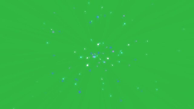 Blue And White Glowing Particle Burst On Green Screen, Abstract Magical Sparkles Explosion Chroma Key Animation, Light Rays Flash Magic Spell FX, Sci-Fi Energy Blast Motion Graphics Design Element