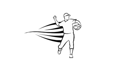 Obraz premium Baseball Pitcher Sketch – Fast Throw Motion Sports Illustration