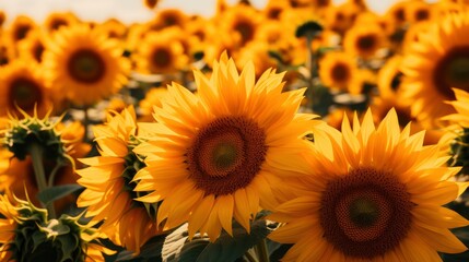 Obraz premium A photo of a bright field of sunflowers.