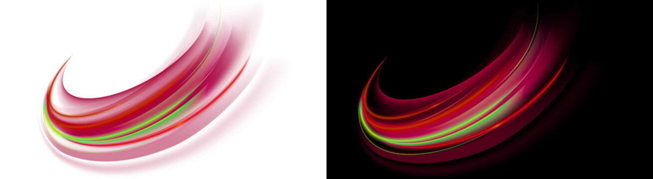 PNG image of&nbsp;Swirling abstract bright magenta and neon green light trails create dynamic energetic motion curves on transparent background