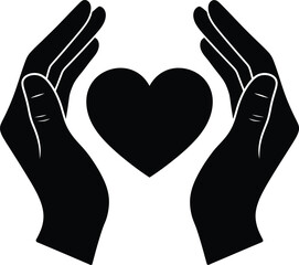 Obraz premium Two hands gently cradling a heart shape symbolizing care and protection. Vector
