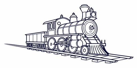 A vintage steam locomotive with a large smokestack and detailed wheels © Mamun