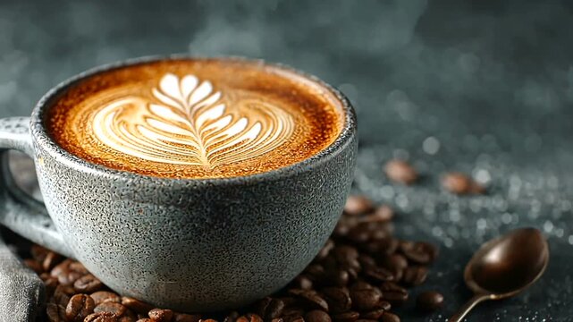 Coffee cup with latte art design 1.