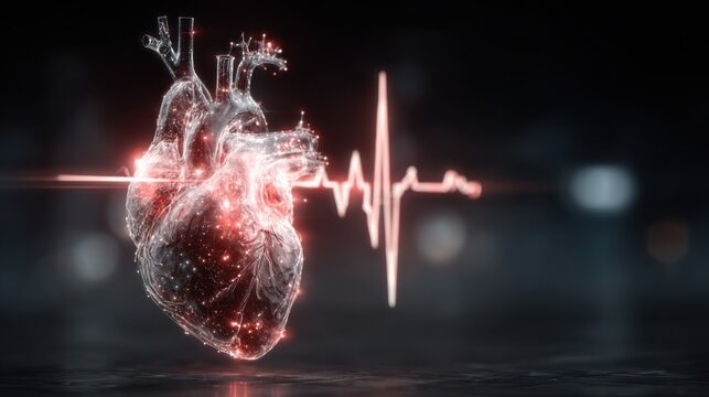 Heart with heartbeat symbol showing in clear style and bright colors during a medical or health theme