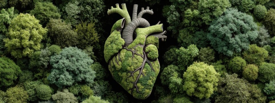 Heart shaped tree in the middle of a lush forest during daylight showcasing nature's beauty and green life