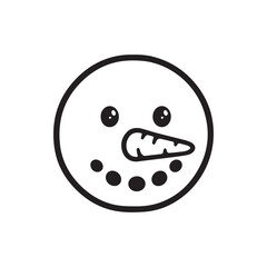 Fototapeta premium Snowman Face Vector Illustration, Cute Winter Snowman Character Icon
