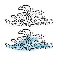Fototapeta premium Ocean Wave Vector Illustration with Water Splash Design