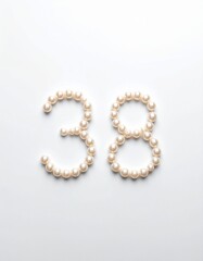 Obraz premium Number 38 made out of small pearls on a neutral solid background