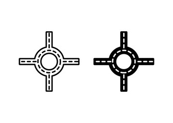 Obraz premium Road junction icon with editable stroke. Black solid icons