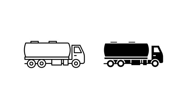 Tank truck icon with editable stroke. Black solid icons