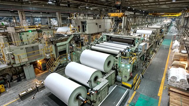 Industrial paper manufacturing facility operations.