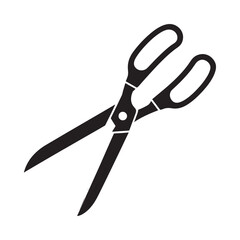 Fototapeta premium A simple black silhouette depiction of a pair of open scissors