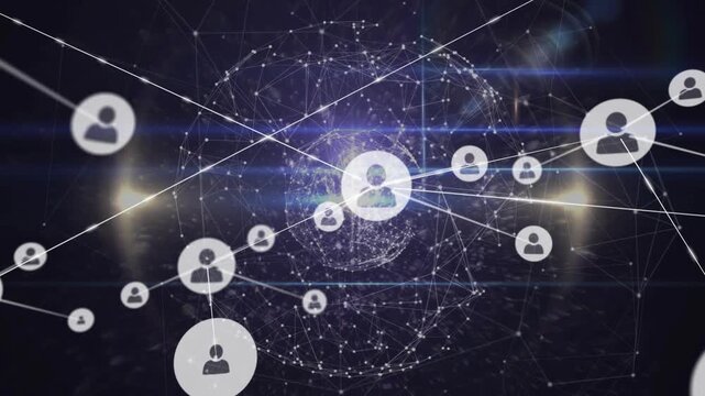 Central glowing avatar token sending lines in dark tech scene, attracting avatars joining network