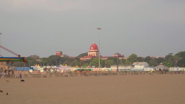 Wide View of Historic Presidency College from Marina Beach in Chennai, India