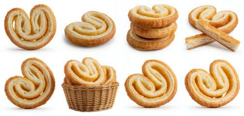 Fototapeta premium Assorted churros on white background fried dough sweet pastry dessert