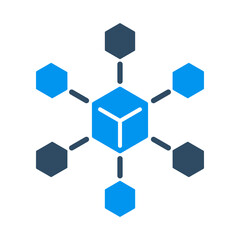 Fototapeta premium Blockchain Node Cube Network Structure