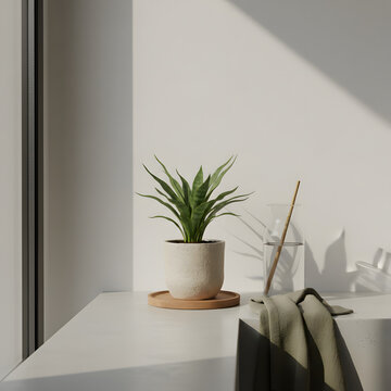 Minimal Eco Lifestyle Concept with Plant and Natural Light