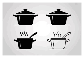 Obraz premium Cooking Pots Icons Set Vector Illustration