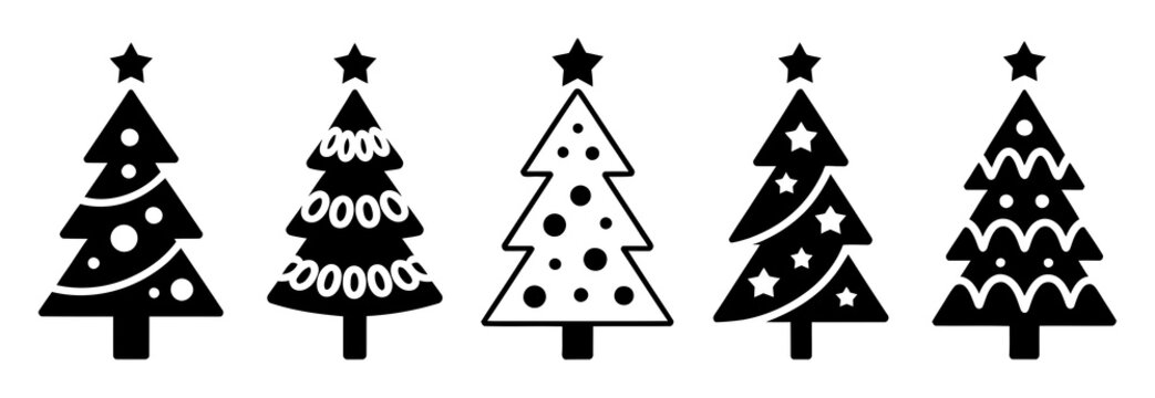 Christmas Tree Silhouette Set Vector Illustration