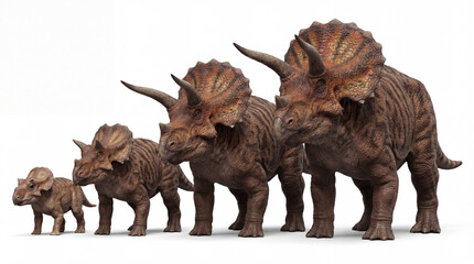 Fototapeta premium Triceratops Horridus Growth Stages – Dinosaur Life Cycle Illustration
