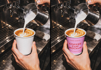Coffee Cup being Filled Mockup