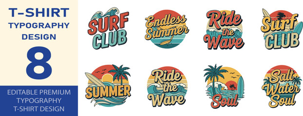 Surf club typography vintage design summer beach vector art © JOBAER GRAPHIC