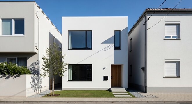 Modern white house facade architecture