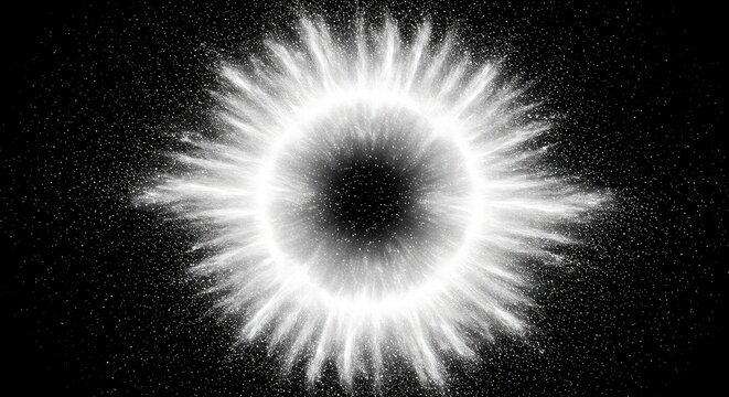 Abstract background showing a white void dissolving into small dust particles and energy streams, vanishing completely, vanishing, erosion, wallpaper