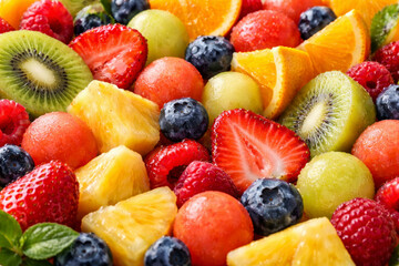 Obraz premium Fresh and colorful assortment of mixed fruit in a bowl