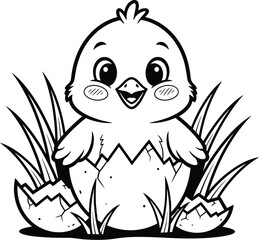 Obraz premium Easter sunday cute chick hatching vector file eps