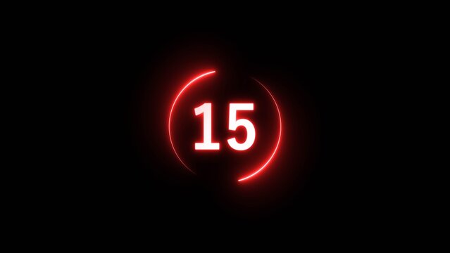 Neon counting number on black background. Neon number with circle background.