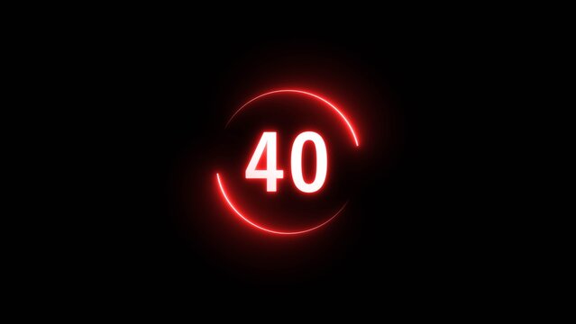 Neon counting number on black background. Neon number with circle background.