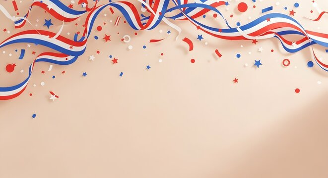 Happy labor day celebration with patriotic ribbons and confetti