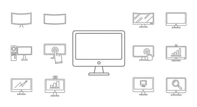 Computer monitor and screen icons.