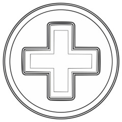 Fototapeta premium Outlined Medical Cross Icon in Circle Symbol for Healthcare or First Aid