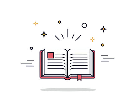 Open Bible with small radiant lines above it representing scripture, wisdom, and spiritual guidance. The centered composition conveys reverence and clarity