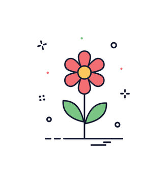 Hand drawn nature icon trend example featuring a simple flower icon with soft uneven contour lines and balanced spacing, conveying authenticity, craftsmanship,