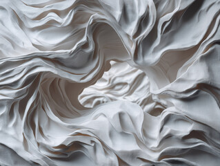 Fototapeta premium Close-up White Linen Swirls and Folds – Minimalist Textile Texture