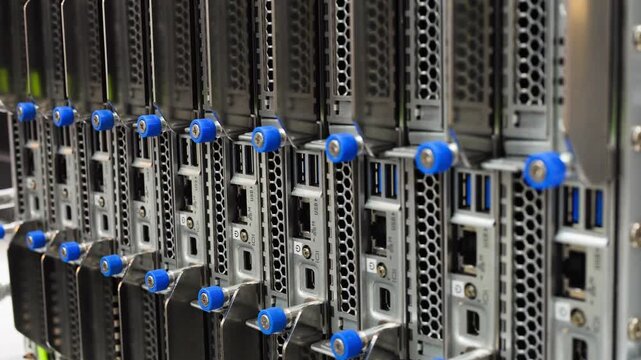 Big data gpu ai robot modern server center computer pc. Bitcoin and crypto mining farm. High tech server computers at work, data center modern supercomputer.