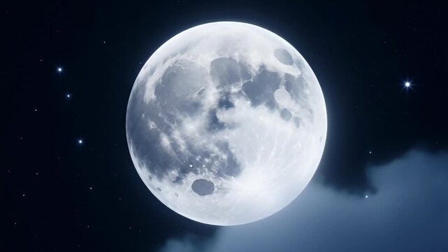 Night sky with full moon and clouds atmospheric celestial landscape