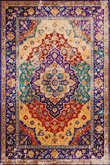 Naklejka premium Folk style traditional printed Carpet with trending colors and texture in high resolution 