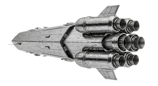 spaceship spacecraft starship model scale model space shuttle rocket engines interior detailed silver metallic sci-fi science fiction futuristic space exploration galaxy cosmos