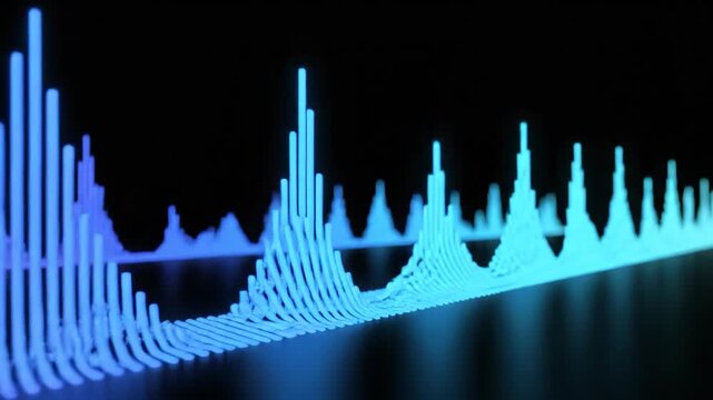 Colorful glowing equalizer bars animating on dark background for music and technology visualization