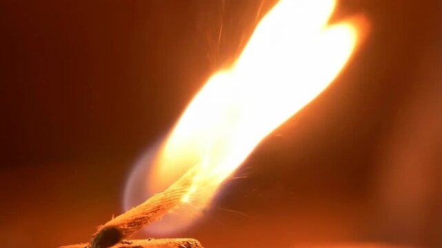 Dynamite fuse with burning slow motion shot in cinematic macro close-up featuring fire, flame, spark with explosion and pyrotechnics elements for
