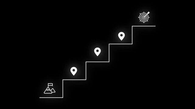 Achievement Pathway, digital location with glowing badge animation on transparent