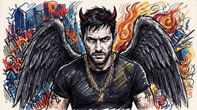 artistic expression of Lucifer, king of hell, the fallen angel