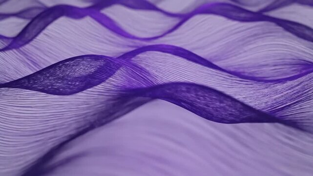 Purple silk threads flowing in smooth waves on abstract background for fashion and luxury content